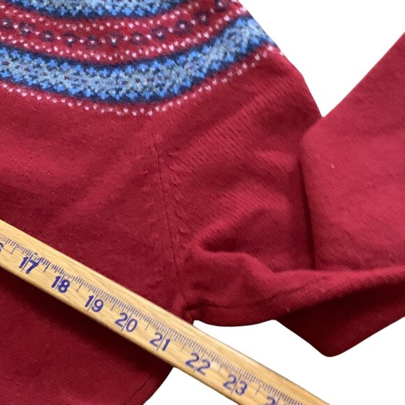 VTG Eddie Bauer LG 100% Lambswool Sweater Fair Isle Nordic Preppy Red Ski Winter - Picture 6 of 7